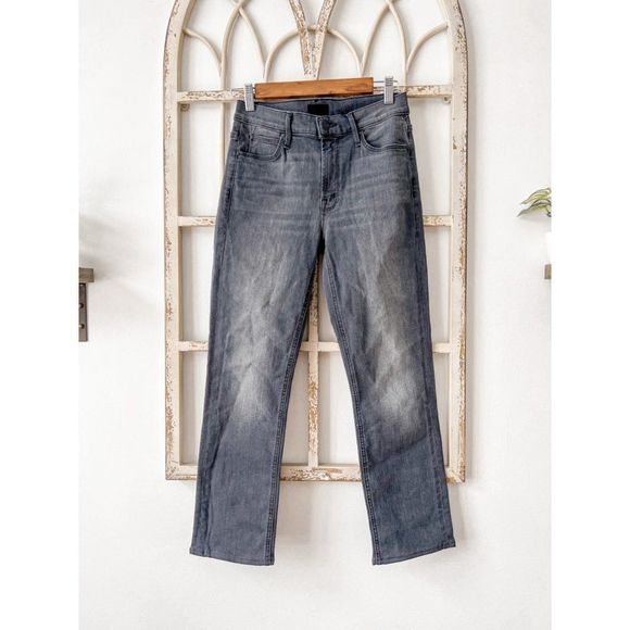 NWT MOTHER The Dazzler Slim Straight Mid Rise Jeans in Lighting Up Lanterns Gray - Picture 6 of 11
